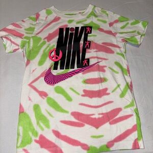 Nike Kids Short Sleeve Tie-Dye Tee - Pink and Green